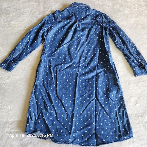 Boden Sz 6L Jean Pearl Button Roll Tab Long Sleeve T Shirt Dress Pockets No Belt - Picture 11 of 11